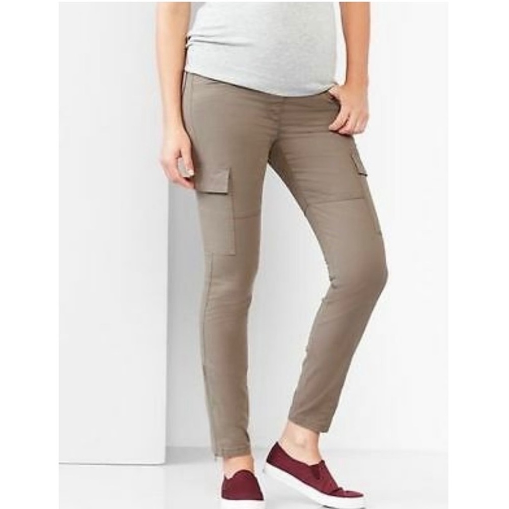 NWT GAP Maternity Pants Skinny Fit Lightweight Khakis Cargo Ankle Length